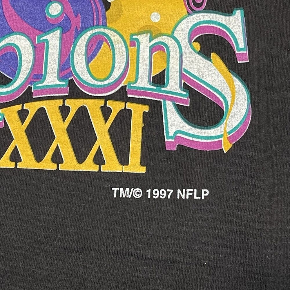 Vintage 1997 Green Bay Packers Super Bowl XXXI Champions NFL Black T-Shirt Sz XL - Picture 4 of 7